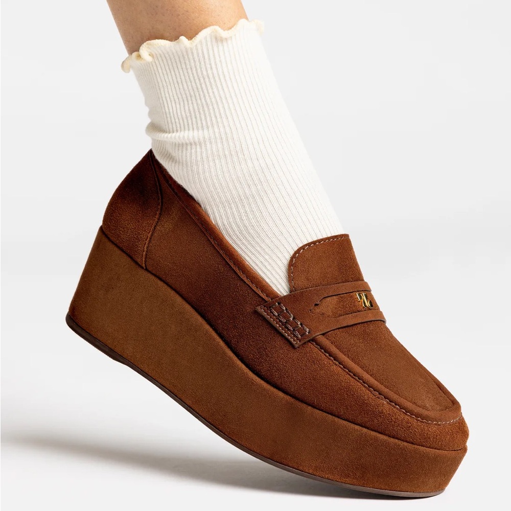 Larroude Suede Platform Loafer, size 6.5. 
NWT box, dust bag included.